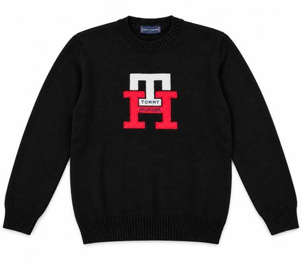 Tommy Hilfiger Logolu Siyah Triko Kazak
