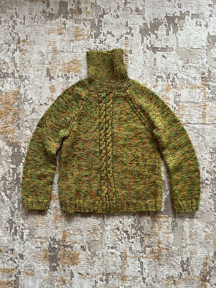 Yeşil Vintage Desenli Kazak