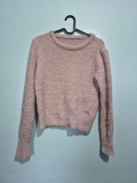 Pembe peluş kazak