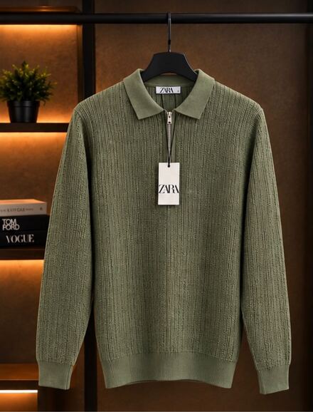 Zara Polo Yaka Örme Kazak