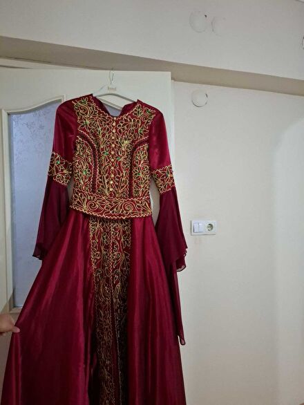 Bordo İşlemeli kına bindallı