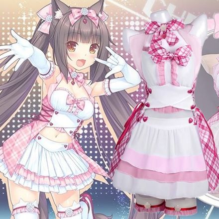 İdol Chocola Cosplay Nekopara + Peruk