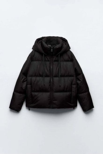 Zara Siyah Kapüşonlu Mont