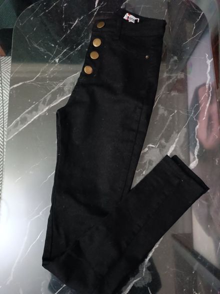4 düğmeli Siyah Yüksek Bel Jean Pantolon