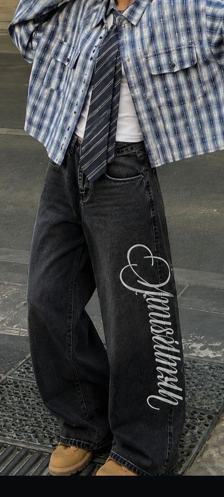 BAGGY BASKI DETAY KOT PANTOLON