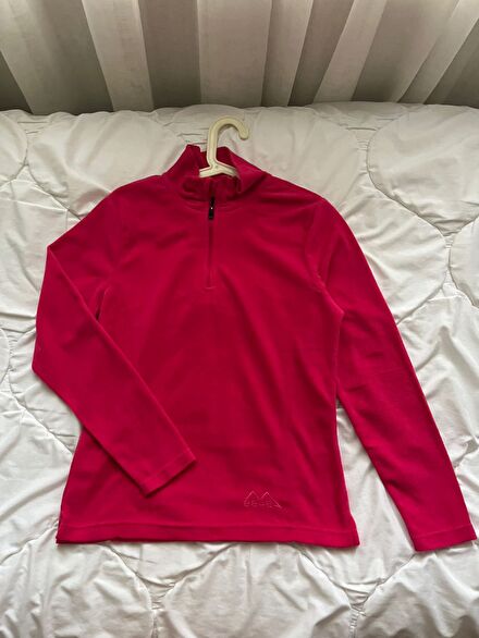 Pembe Yarım Fermuarlı Polar Sweatshirt