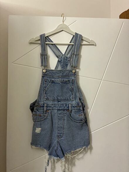 Denim Şortlu Tulum