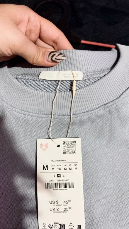Zara Sweatshirt Antrasit Crop