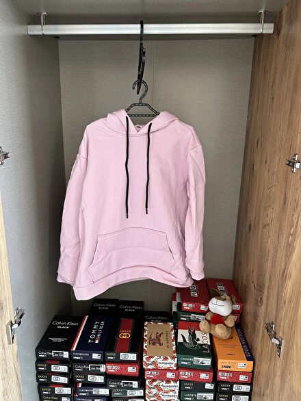 Premium Pembe Erkek Baskısız Sweatshirt