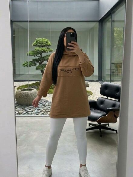 Kapüşonlu Tunik Sweatshirt XL Beden