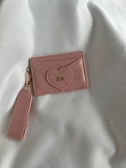 Kişiselle Pembe Kalp Detaylı Kartlık