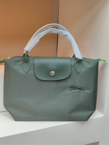 Longchamp nakışlı Haki Kol Çantası