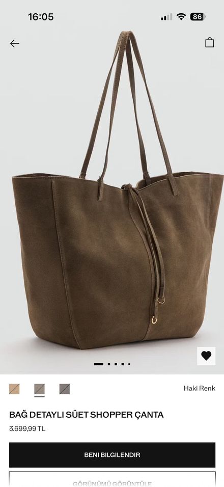 Süet Shopper Çanta