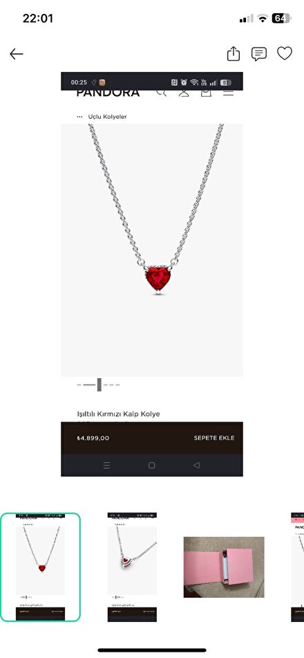 Pandora Işıltılı Kalp Kolye