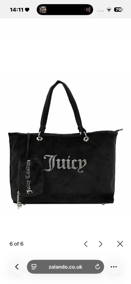 Siyah Kadife Juicy Couture Omuz Çantası