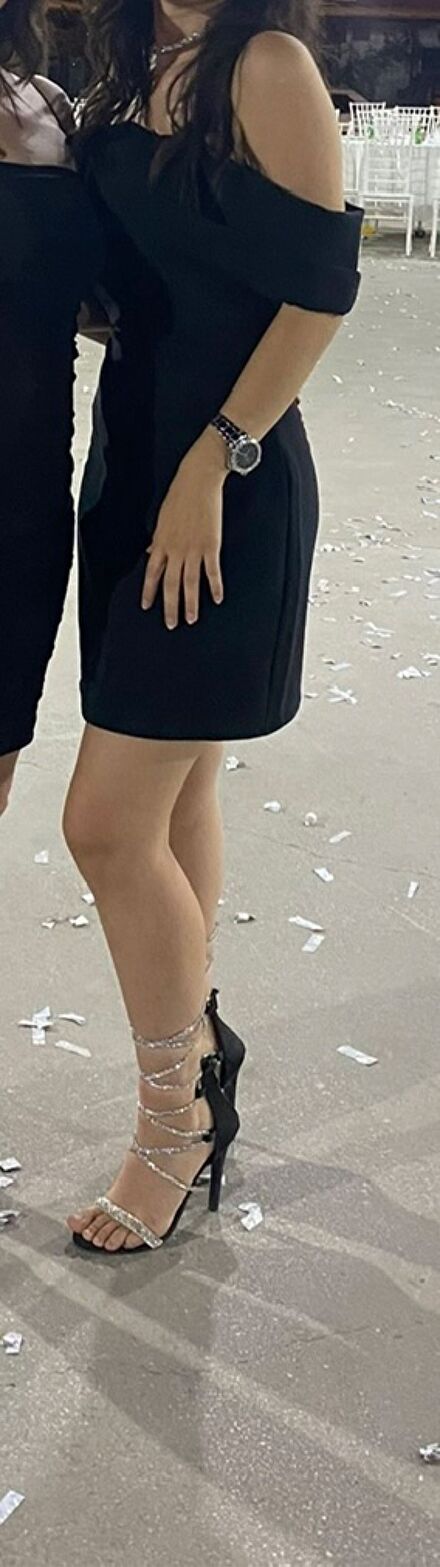 Siyah Taşlı Stiletto Sandalet
