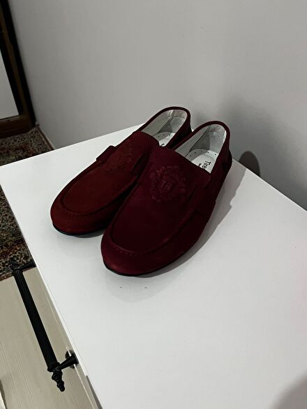 Bordo Süet Loafer Ayakkabı