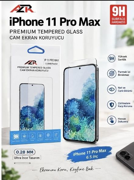 iPhone 11 Pro Max 9H Temperli Cam Ekran