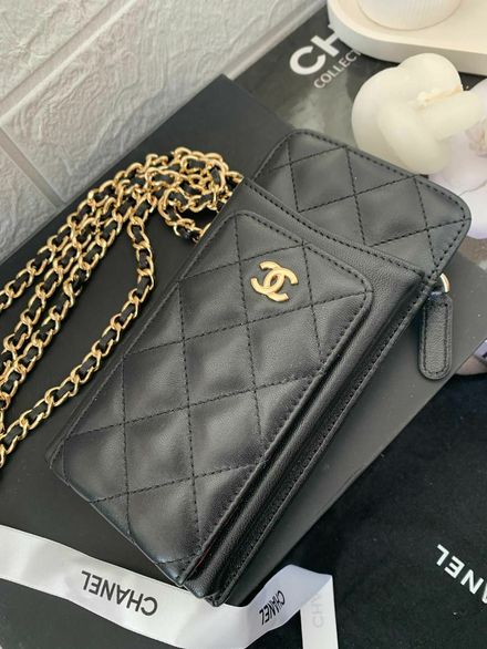 Chanel Siyah Deri Telefon Çantası