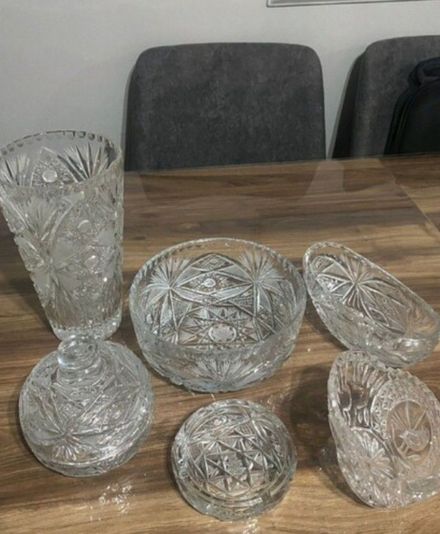 Kristal Sunum Kasesi ve Vazo Seti