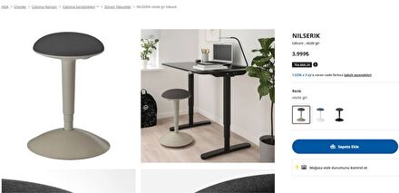 Ikea NILSERIK döner Tabure-ayarlanabilir