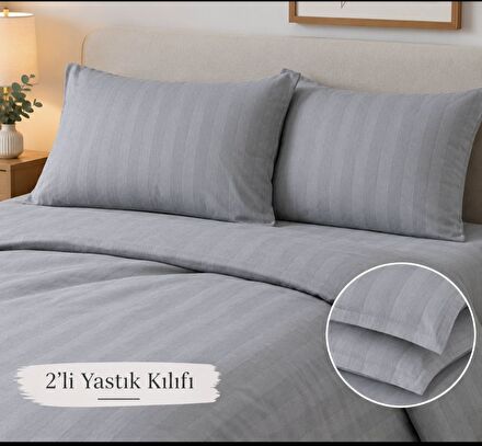 2'li Gri Yastık Kılıfı Seti