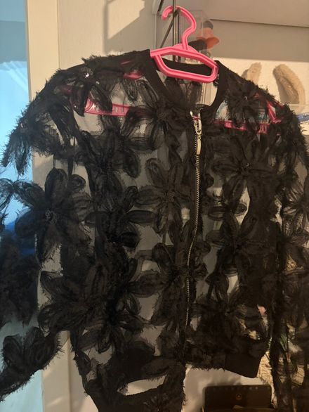 Siyah Dantel Bomber Ceket