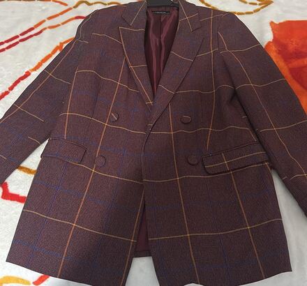Bordo Ekose Desenli Ceket