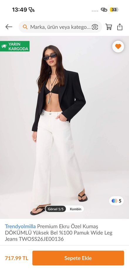 Wide Leg Pamuklu Kot Pantolon