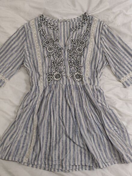 Uzun kollu vintage elbise/bluz