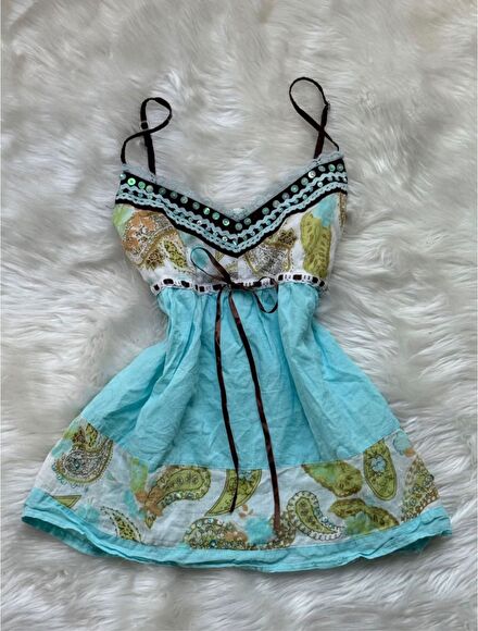Y2k turkuaz babydoll