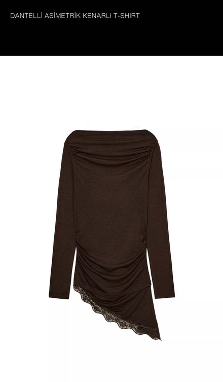 Zara dantelli Asimetrik kenarlı tshırt