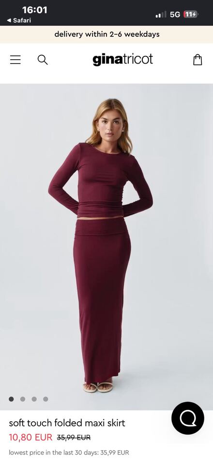 Ginatricot Bordo Maxi Etek