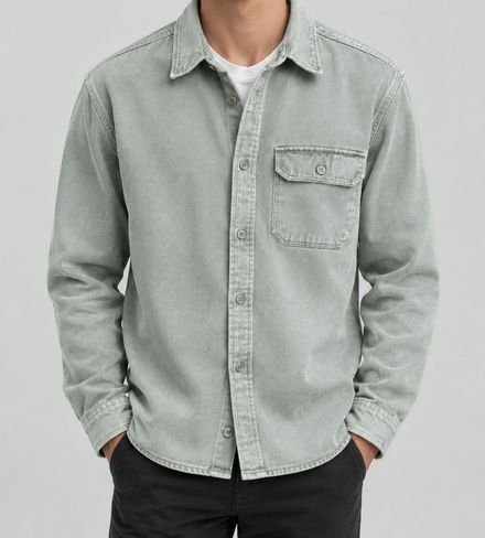 Mavi - Erkek Mint Yeşil Denim Gömlek