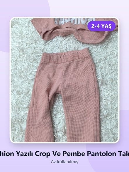 Fashion Yazılı Crop Takımı 2-4 Yaş