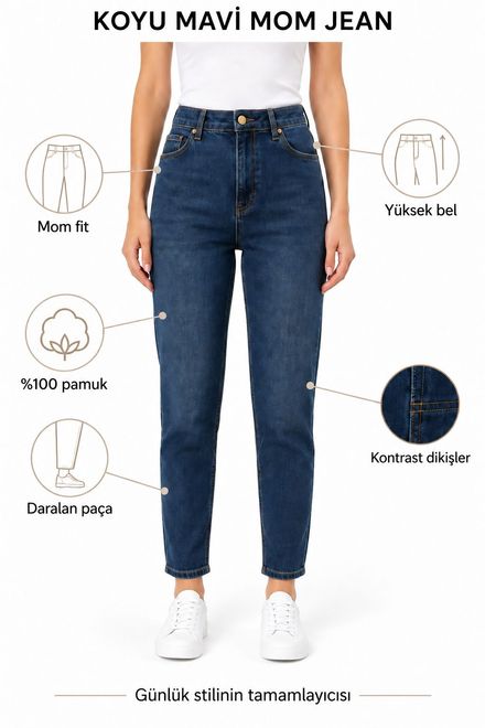 Kadın Koton Mom Fit Esnek Kot Pantolon