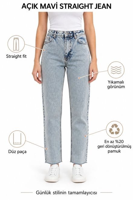 Kadın Koton Yıkamalı Kot Pantolon