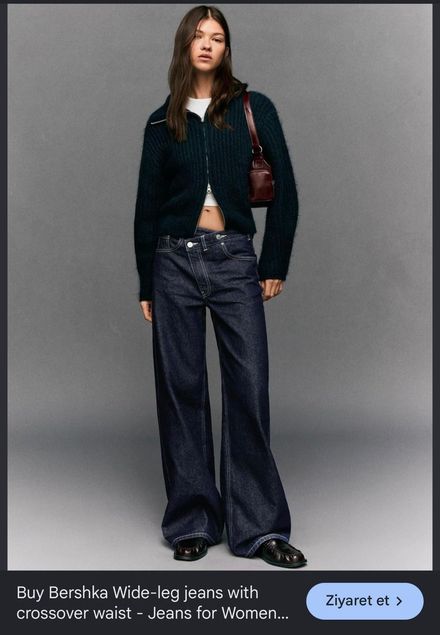 Bershka Çapraz Belli Geniş Paça Jean