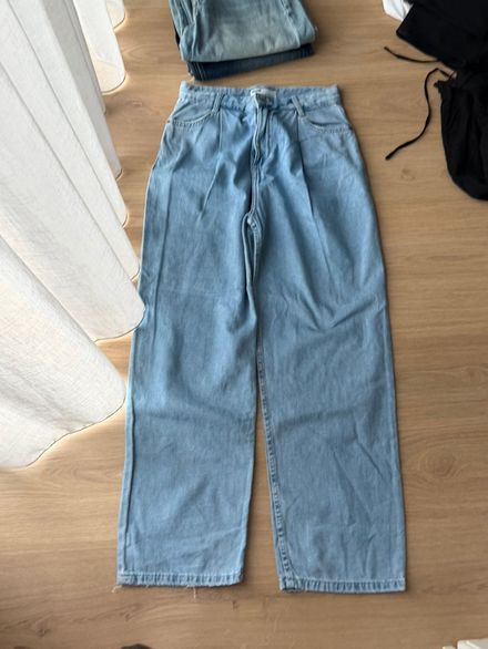 Açık Mavi Geniş Paça Jean Pantolon