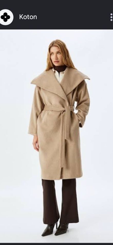 Koton Beige Kaşe Kaban