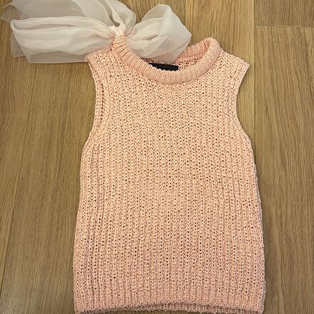 ZARA Pembe Örgü Yelek Fular Detaylı