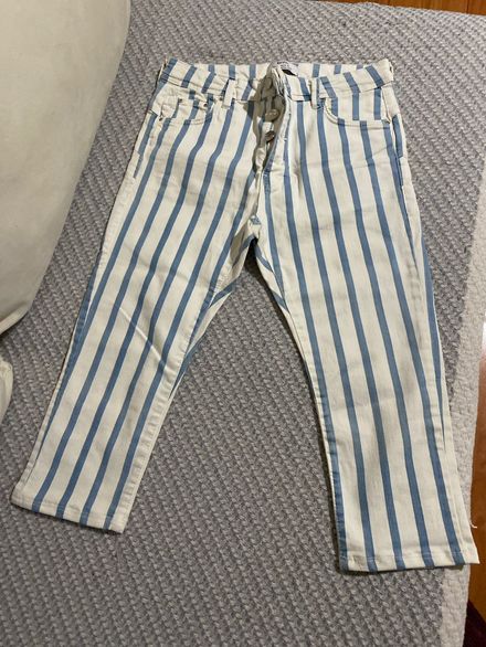 Çizgili Kot Pantolon