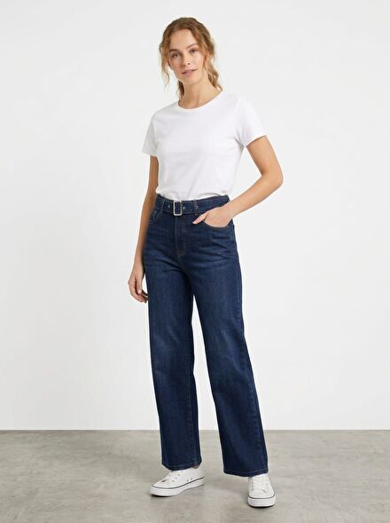 Lacivert Yüksek Bel Kot Pantolon