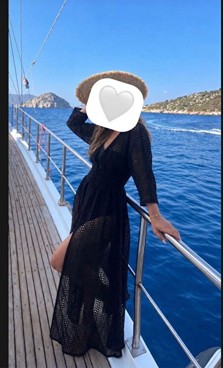 Siyah Uzun Plaj Elbisesi