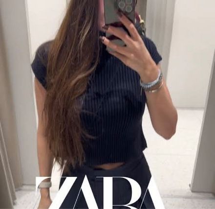 Zara Lacivert Triko Top