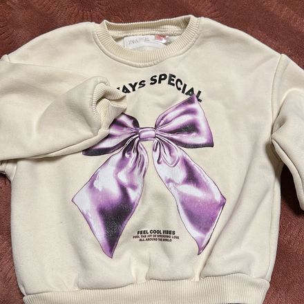 Zara Kız bebek Sweatshirt Fiyonk Desenli