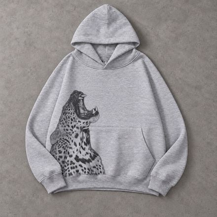 Kaplan Desenli Gri Sweatshirt