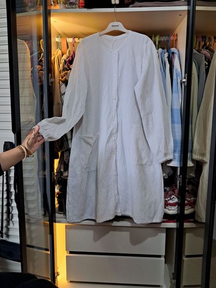 Bürümcük Kumaş Düğmeli Ve Cepli Tunik🤍