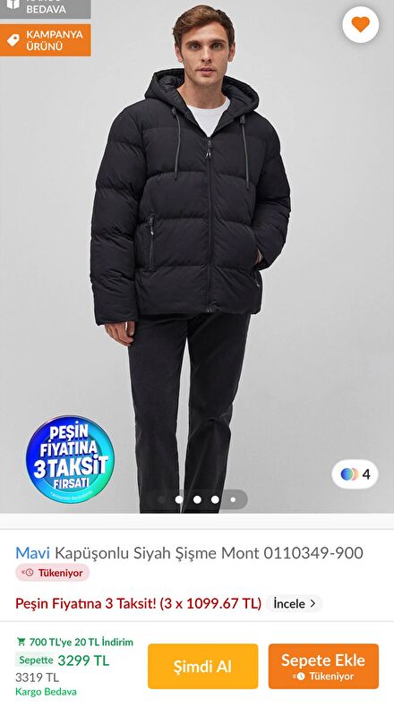 Mavi erkek şişme mont