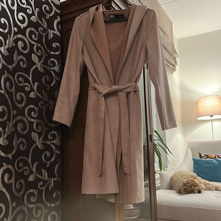 Zara kuşaklı kapüşonlu pardesü, beden S